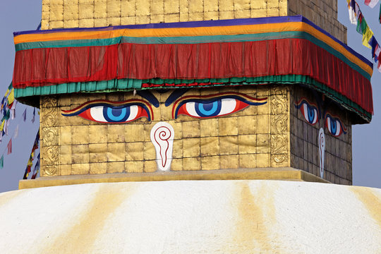 Buddha  eyes on a Boudha Nath (Bodhnath) stupa