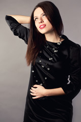 Fototapeta premium Beautiful sexy girl with amazing red lips