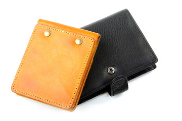 Leather purse and organizer isolated on a white