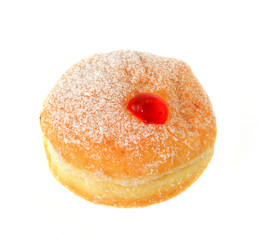 Fresh raspberry filled donut