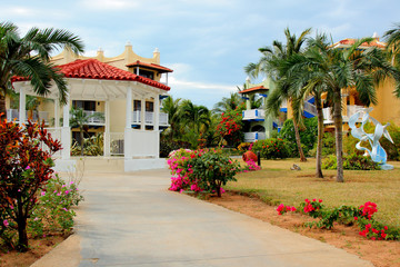Obraz premium tropical resort gazebo and gardens