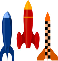 Vector illustration of a set of rockets. EPS10