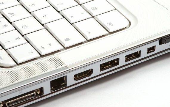 Ports on side of laptop