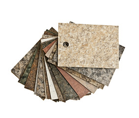 Countertop samples on white