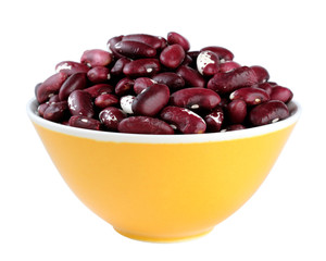 Beans in bowl isolated on white background