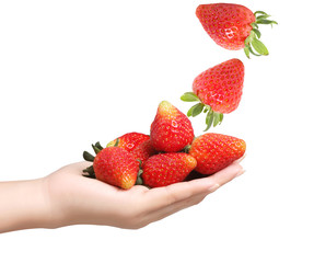 strawberries in hands
