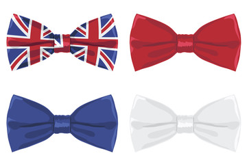 Bow ties vector clipart red white blue and union jack designs isolated on white