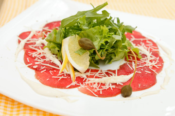 Meat Carpaccio with Parmesan Cheese