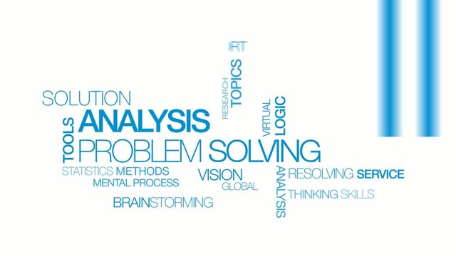 Solution Analysis problem solving blue tag cloud  video