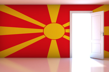 Macedonia flag on empty room