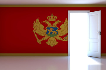 Montenegro flag on empty room