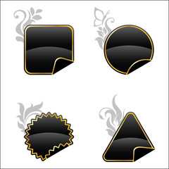 Black floral decorated buttons