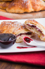 Breakfast with croissants.