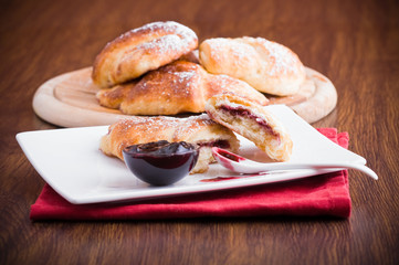 Breakfast with croissants.