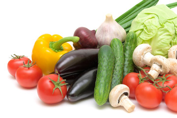 vegetables on a white background close-up