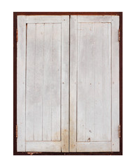 old wooden window on white blackground