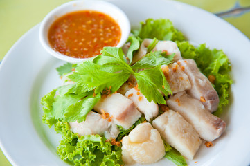 fresh steam fish with seafood sauce