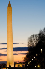 Washington Monument and Lincoln Memorial at night - Washington D.C. United States of America