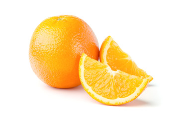 Orange and Slices on White Background