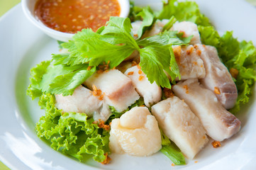 fresh steam fish with seafood sauce
