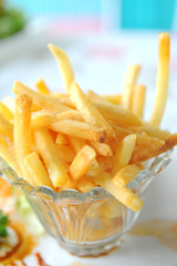 Golden French fries potatoes ready to be eaten