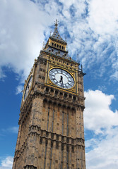 Fototapeta na wymiar Big Ben clock tower in London, against blue sky