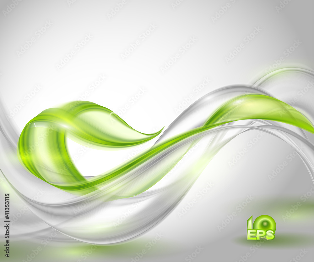 Aufkleber abstract gray waving background with green element