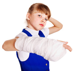 Child with broken arm.