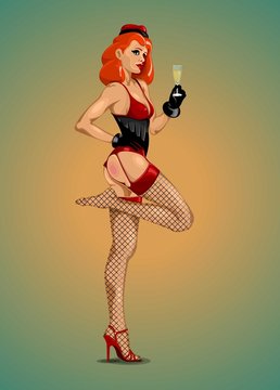 sexy girl holding a glass of champagne