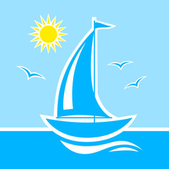 Sailboat on blue sea