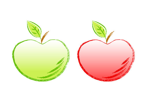 Two apples on white background