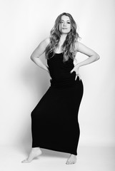 Fototapeta premium beautiful girl in black long long gown