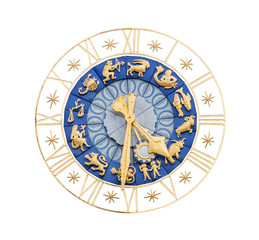 Medieval clock with Zodiac signs cutout