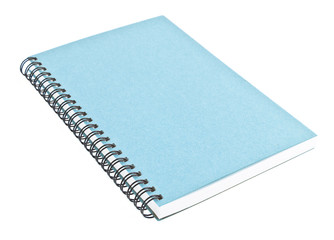 Blue front cover notebook isolated on white background