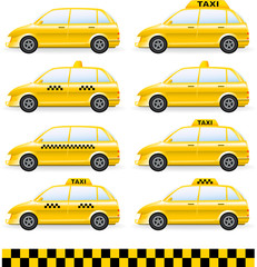 transport set of isolated cars  with taxi symbol