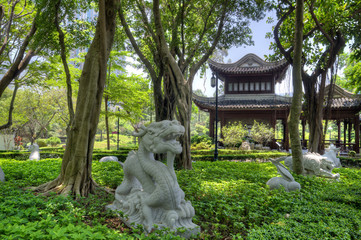 Naklejka premium Chinese Zodiac Garden, Kowloon Walled City Park, HK.