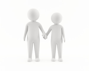 3D couple holding hands