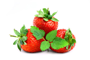 Delicious strawberries isolated on white