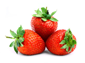 Delicious strawberries isolated on white