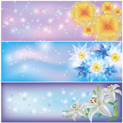 Set of horizontal floral banners