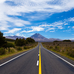 Road leading to active volcanoe Mt Ngauruhoe, NZ