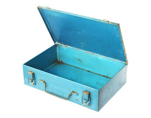 Old metal box isolated on white background