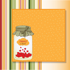Thank you greeting card with hearts plugged into the jar