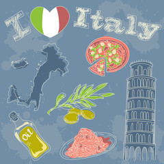 Italien Reise-Grunge-Karte