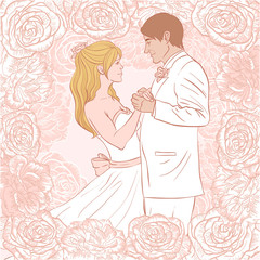 Bride and groom wedding card