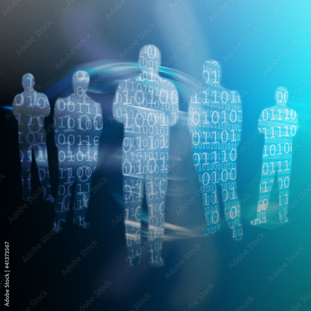 Aufkleber binary code written on shapes of human body