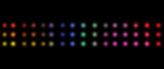 Three lines of multicolored dots