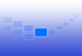 Blue rectangular shapes forming a curve