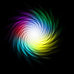 Bright multicolored curves making a spiral