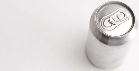 High angle  horizontal view of a closed aluminium can